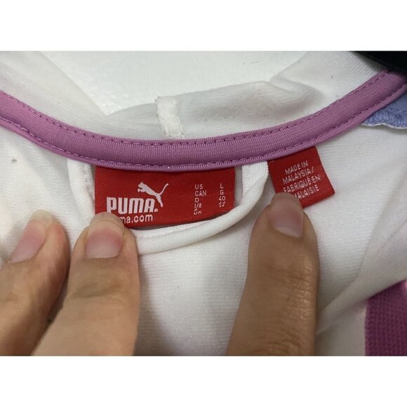 Puma Women's Short Sleeve Jacket White/Lavender/Pink Size L - Picture 5 of 6